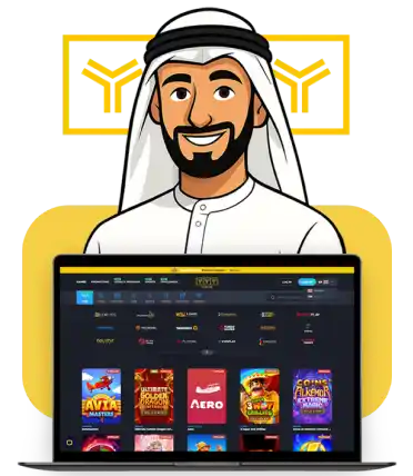 A arabic player from the UAE enjoying the exclusive desktop interface of YYY Online Casino, showcasing the platform for secure real money casino games.